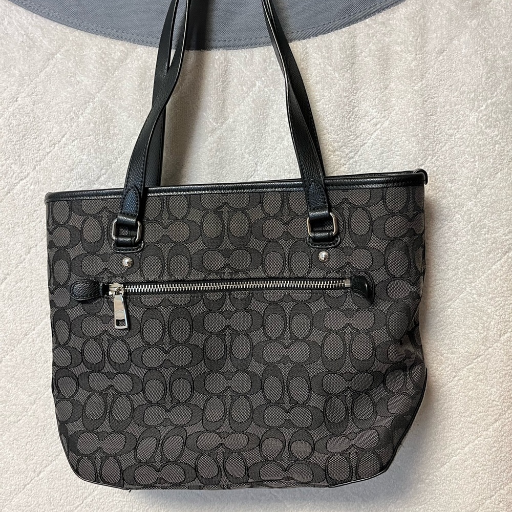 Coach signature black and gray handbag/small tote/purse